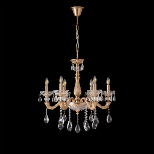 Люстра подвесная ELIZABETH SP6 BRASS Crystal Lux без плафона на 6 ламп, основание латунь прозрачное в стиле классический фото 4