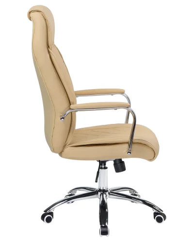 Офисное кресло для руководителей 110B-LMR HARRY, цвет бежевый Dobrin, бежевый/экокожа, ножки/металл/хром, размеры - 1150*1230***670*720 фото 3