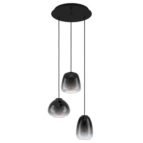 Светильник подвесной Aguilares 900196 Eglo чёрный 3 лампы, основание чёрное в стиле современный каскад