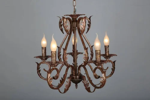 Люстра подвесная Pistoia OML-78203-05 Omnilux без плафона на 5 ламп, основание коричневое в стиле классический  фото 4