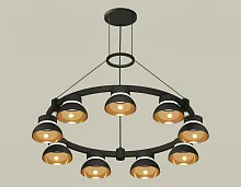 Светильник подвесной XR92051702 Ambrella light золотой чёрный 9 ламп, основание чёрное в стиле хай-тек современный 