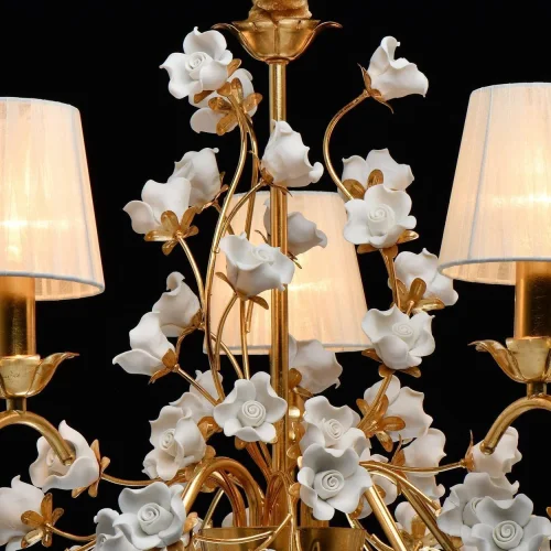 Люстра подвесная Сицилия 282011905 Chiaro белая на 5 ламп, основание золотое в стиле классический флористика  фото 10