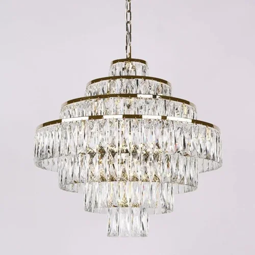 Люстра подвесная хрустальная 10125+6/C gold Newport прозрачная на 11 ламп, основание золотое в стиле классический 