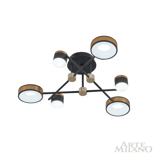 Люстра потолочная LED Ferrara-71040 271040/6 BK/GD Arte Milano белая на 1 лампу, основание чёрное в стиле современный хай-тек фото 5