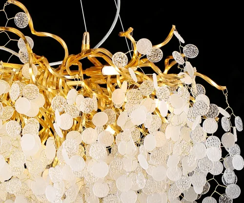 Люстра подвесная Авани 07873-80,33 Kink Light прозрачная на 13 ламп, основание золотое в стиле флористика современный ветви фото 2