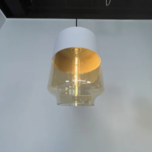 Светильник подвесной NORD A D18 White/Amber 190487-26 ImperiumLoft янтарный 1 лампа, основание белое в стиле современный  фото 11