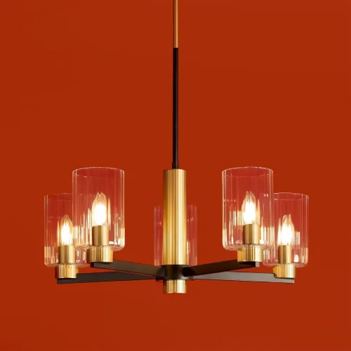 Люстра на штанге Ombre FR2051CL-05BBS Freya прозрачная на 5 ламп, основание чёрное в стиле классический фото 8 Люстра на штанге Ombre FR2051CL-05BBS Freya прозрачная на 5 ламп, основание чёрное в стиле классический фото 8