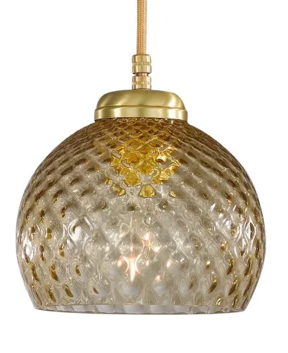 Светильник подвесной L 10032/1 Reccagni Angelo янтарный 1 лампа, основание матовое золото в стиле классика модерн выдувное фото 3