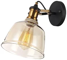 Бра настенный лофт 391-501-01 Velante прозрачный янтарный 1 лампа, основание чёрное в стиле лофт 