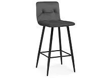 Барный стул Stich dark gray 15054 Woodville, серый/велюр, ножки/металл/чёрный, размеры - ****430*480