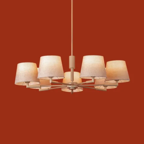 Люстра на штанге Butler FR2057PL-07BG Freya бежевая на 7 ламп, основание бежевое в стиле классический американский кантри фото 6