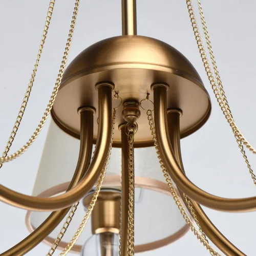 Люстра на штанге Федерика 684011505 MW-Light бежевая на 5 ламп, основание матовое золото в стиле классический  фото 10