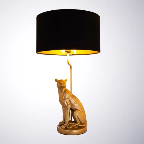 Настольная лампа Ginan A4013LT-1GO Arte Lamp чёрная 1 лампа, основание золотое полимер в стиле современный арт-деко животные фото 2