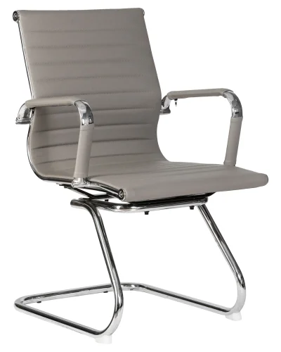 Офисное кресло для посетителей 102N-LMR CODY, цвет сиденья серый Dobrin, серый/экокожа, ножки/металл/хром, размеры - ****535*600