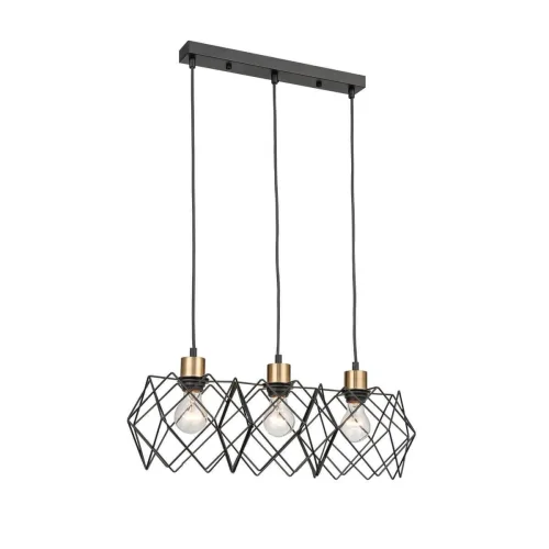 Светильник подвесной Scheletro VL6392P03 Vele Luce чёрный на 3 лампы, основание чёрное в стиле лофт 