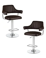 Стул барный набор 2 шт. SET-2 5019-LM CHARLY, цвет сиденья коричневый, цвет основания хром Dobrin, /экокожа, ножки/металл/хром, размеры - 990*1200***610*540 Стул барный набор 2 шт. SET-2 5019-LM CHARLY, цвет сиденья коричневый, цвет основания хром Dobrin, /экокожа, ножки/металл/хром, размеры - 990*1200***610*540