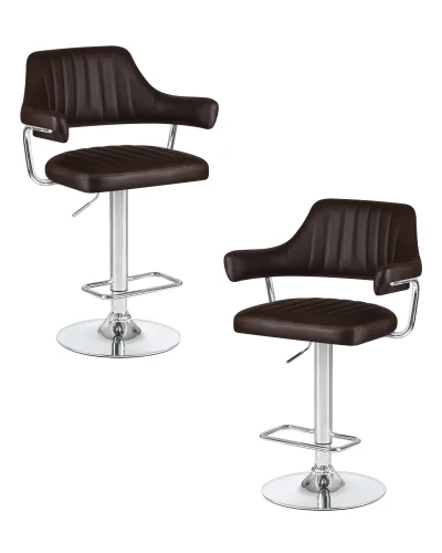 Стул барный набор 2 шт. SET-2 5019-LM CHARLY, цвет сиденья коричневый, цвет основания хром Dobrin, /экокожа, ножки/металл/хром, размеры - 990*1200***610*540 Стул барный набор 2 шт. SET-2 5019-LM CHARLY, цвет сиденья коричневый, цвет основания хром Dobrin, /экокожа, ножки/металл/хром, размеры - 990*1200***610*540