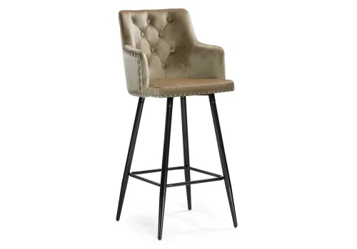 Барный стул Ofir dark beige 15048 Woodville, бежевый/велюр, ножки/металл/чёрный, размеры - ****500*370