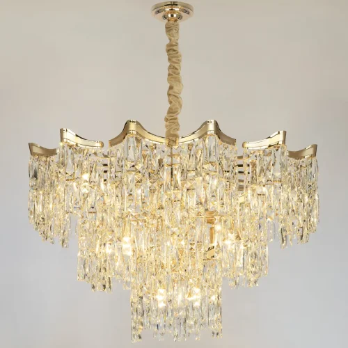Люстра подвесная хрустальная Моника CL308292 Citilux прозрачная на 25 ламп, основание золотое в стиле классический современный  фото 4