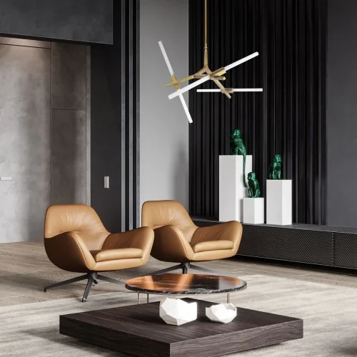 Люстра на штанге Agnes 10399/6 GD LOFT IT белая на 6 ламп, основание золотое в стиле хай-тек фото 7