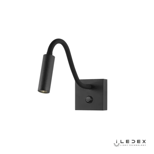 Бра с выключателем LED Telescope 6410 BK iLedex чёрный на 1 лампу, основание чёрное в стиле современный хай-тек для чтения гибкая ножка