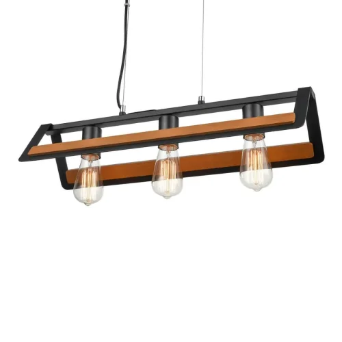 Светильник подвесной лофт Reef VL6072P31 Vele Luce чёрный без плафона коричневый на 3 лампы, основание чёрное в стиле лофт фото 2