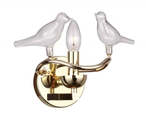 Бра Pajaritos 1750-1W Favourite без плафона на 1 лампу, основание золотое жёлтое в стиле кантри птички