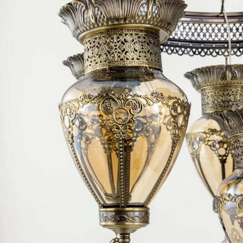 Люстра подвесная Каир CL419263 Citilux янтарная на 7 ламп, основание бронзовое в стиле восточный  фото 6