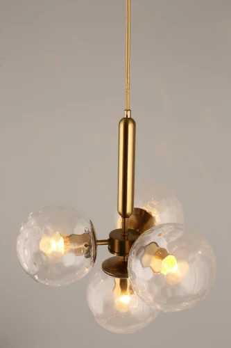 Светильник подвесной Lora APL.728.06.04 Aployt прозрачный 4 лампы, основание латунь в стиле современный лофт шар фото 3