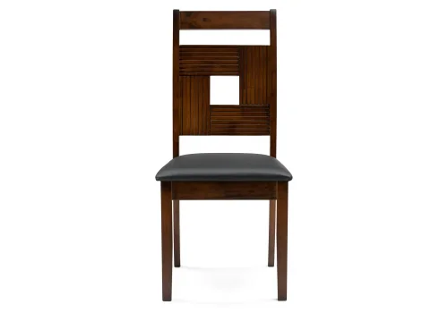 Деревянный стул Kubik dirty oak / black 15525 Woodville, чёрный/искусственная кожа, ножки/массив гевеи/коричневый, размеры - ****470*490 фото 4