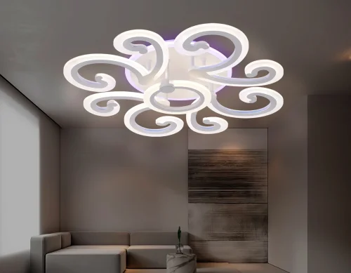 Люстра потолочная LED с пультом FA5143 Ambrella light белая на 1 лампа, основание белое в стиле современный хай-тек с пультом фото 3