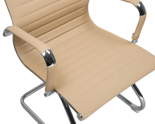Офисное кресло для посетителей 102N-LMR CODY, цвет сиденья бежевый, цвет основания хромированная сталь Dobrin, бежевый/экокожа, ножки/металл/хром, размеры - ****535*600 фото 8