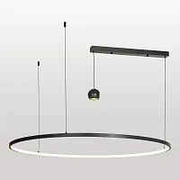 Люстра подвесная LED Dade LSP-7248 Lussole чёрная на 1 лампа, основание чёрное в стиле минимализм хай-тек современный кольца
