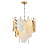 Люстра подвесная Pulcher 2619-12P Favourite золотая белая на 12 ламп, основание золотое в стиле классический арт-деко 