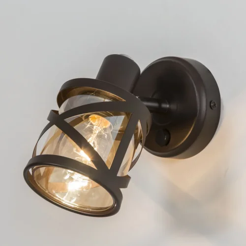 Бра с выключателем Гессен CL536615 Citilux бежевый янтарный на 1 лампа, основание венге в стиле лофт  фото 4