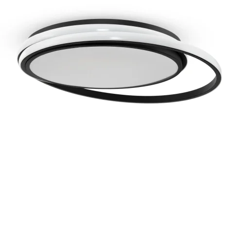Люстра потолочная LED с пультом Lisoa FR10032CL-L98B Freya белая на 1 лампа, основание чёрное в стиле современный хай-тек с пультом кольца фото 2