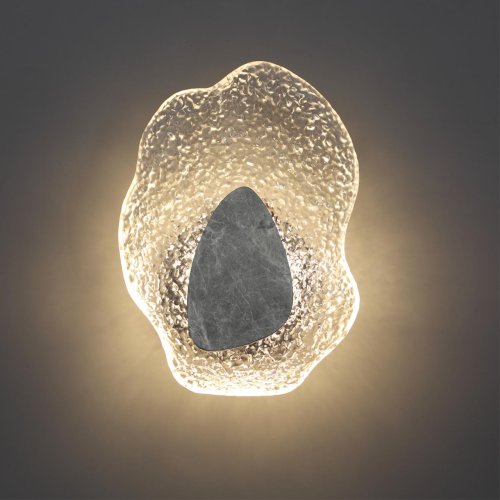 Бра LED Coralla 5461/12WLB Odeon Light прозрачный на 1 лампу, основание чёрное серое в стиле современный арт-деко флористика отражённый свет фото 4