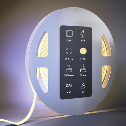 Светодиодная лента 24В COB 15Вт/м 2700K 5м 20 201223 Maytoni цвет LED тёплый белый 2700K, световой поток 1350Lm фото 2