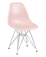Стул обеденный 638APP-LMZL DSR, цвет сиденья светло-розовый (PK-02), цвет основания хромированная сталь  Dobrin, розовый/, ножки/металл/хром, размеры - ****460*535