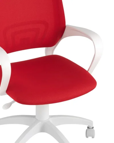 Кресло оператора Topchairs ST-BASIC-W спинка белая сетка TW-15 сиденье красная ткань 26-22 крестовин УТ000036063 Stool Group, красный/ткань, ножки/пластик/белый, размеры - ****635*605 фото 7