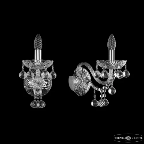 Бра 1409B/1/160/XL Ni Bohemia Ivele Crystal без плафона на 1 лампа, основание прозрачное никель в стиле классический sp
