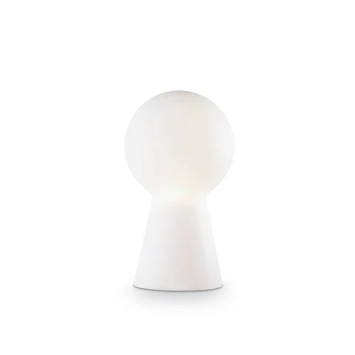 Настольная лампа BIRILLO TL1 MEDIUM BIANCO Ideal Lux белая на 1 лампу, основание белое стекло металл в стиле современный 