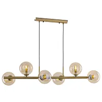 Светильник подвесной Лорен CL146063 Citilux янтарный 6 ламп, основание бронзовое в стиле современный молекула шар