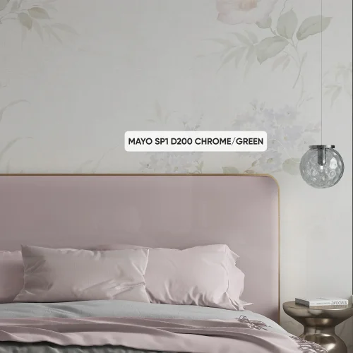 Светильник подвесной MAYO SP1 D200 CHROME/GREEN Crystal Lux прозрачный на 1 лампу, основание хром в стиле современный выдувное фото 4