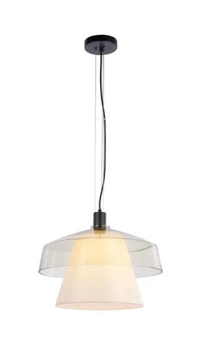 Светильник подвесной Takoma V11830-1P Moderli прозрачный бежевый на 1 лампу, основание чёрное в стиле арт-деко современный фото 2