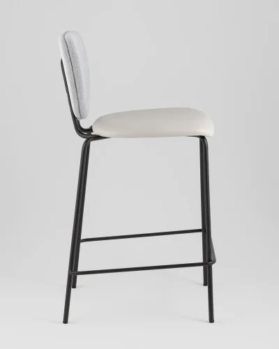 Стул полубарный Masey, серый, с серой экокожей УТ000039583 Stool Group, серый/рогожка, ножки/металл/чёрный, размеры - ***** фото 3