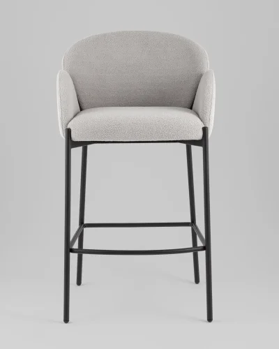 Стул барный Melia, светло-серый, сиденье УТ000040516 Stool Group, серый/букле, ножки/металл/чёрный, размеры - ***** фото 2