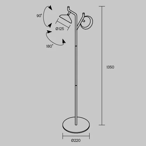 Торшер LED MOD451FL-L8B3K Vita Maytoni чёрный на 1 лампу, основание чёрное в стиле хай-тек современный фото 8