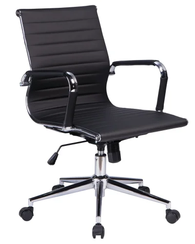 Офисное кресло для руководителей 118B-LMR CLAYTON, цвет чёрный Dobrin, чёрный/экокожа, ножки/металл/хром, размеры - 870*950***680* фото 2