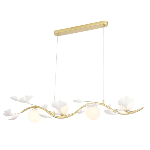 Светильник подвесной COLIBRI SP4 GOLD Crystal Lux белый 4 лампы, основание золотое в стиле флористика шар фото 4